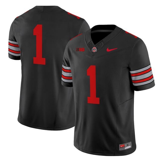 #1 Team Black Jersey Ohio State Buckeyes Heritage Stripe 2025 2026 All Stitched
