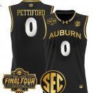 Tahaad Pettiford Jersey #0 Auburn Tigers 2025 Final Four Patch Black Gold