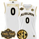 Tahaad Pettiford Jersey #0 Auburn Tigers 2025 Final Four Patch White Gold