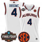 Johni Broome Jersey #4 Auburn Tigers 2025 Final Four Patch Stitched White