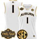 Team Jersey #1 Auburn Tigers 2025 Final Four Patch Stitched White Gold