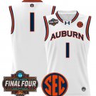 Team Jersey #1 Auburn Tigers 2025 Final Four Patch Basketball Stitched White