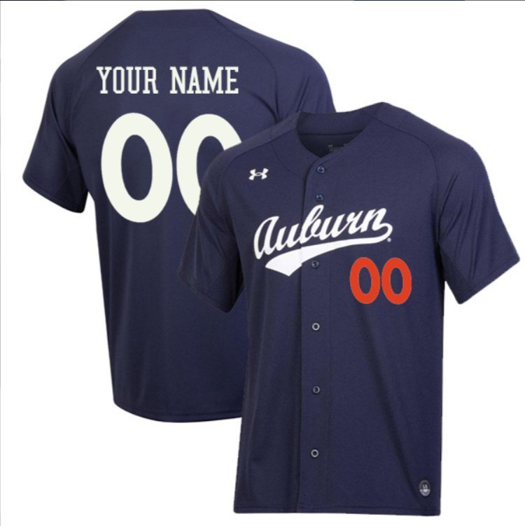 Custom Auburn Tigers Baseball Navy Jersey &acirc;�� All Stitched