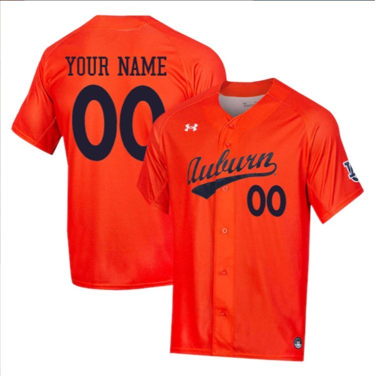 Custom Auburn Tigers Baseball Orange Jersey &acirc;�� All Stitched