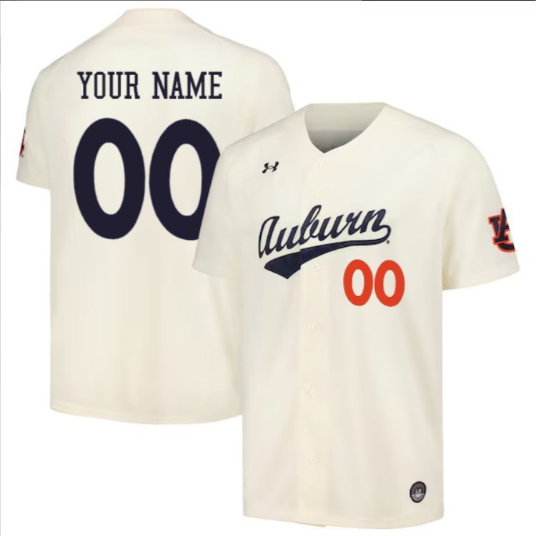 Custom Auburn Tigers Baseball Cream Jersey &acirc;�� All Stitched