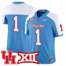 #1Team Blue Alternate Jersey Houston Cougars 2025 Vapor Limited All Stitched