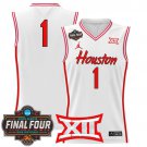 #1 Team White Jersey Houston Cougars 2025 Final Four Patch Basketball All Stitched