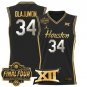 Hakeem Olajuwon Black Gold Jersey Houston Cougars 2025 Final Four Patch Basketball All Stitched