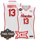 J'Wan Roberts White Jersey Houston Cougars 2025 Final Four Patch Basketball All Stitched