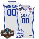 Custom White Jersey Basketball Duke Blue Devils 2025 Final Four Patch All Stitched