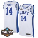 JAMES - 14 White Jersey Basketball Duke Blue Devils 24/25 Final Four Patch