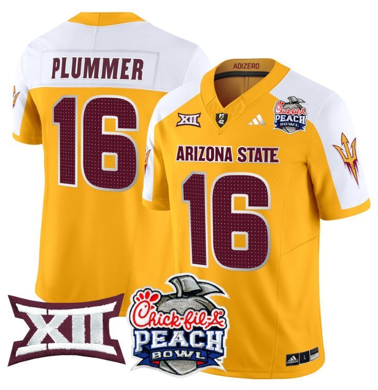 Jake Plummer Jersey #16 Arizona State Sun Devils 2025 Peach Bowl Gold Alternate