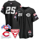 #25 Black Jersey Cincinnati Reds 2025 Speedway V2 All Stitched