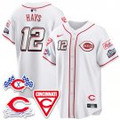 Austin Hays - 12 White Jersey Cincinnati Reds 2025 Speedway V2 All Stitched
