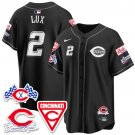 Gavin Lux - 2 Black Jersey Cincinnati Reds 2025 Speedway V2 All Stitched