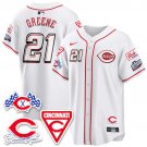 Hunter Greene - 21 White Jersey Cincinnati Reds 2025 Speedway V2 All Stitched