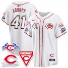 Andrew Abbott - 41 White Jersey Cincinnati Reds 2025 Speedway V2 All Stitched