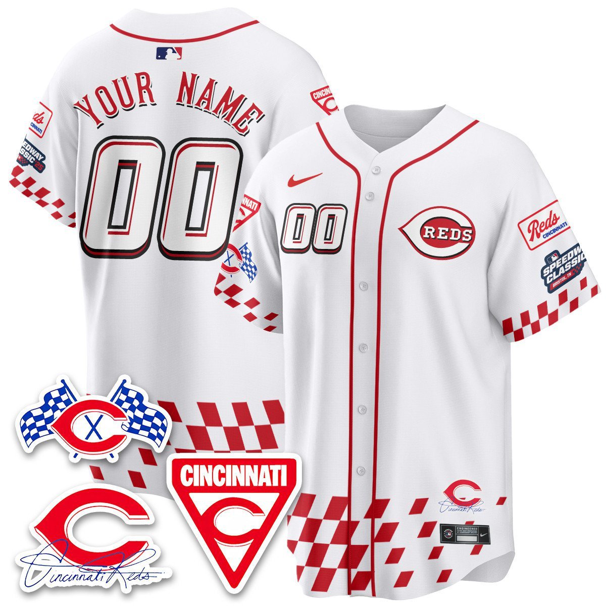 Custom White Jersey Cincinnati Reds 2025 Speedway V2 All Stitched