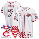 Spencer Steer - 7 White Jersey Cincinnati Reds 2025 Speedway V1 All Stitched