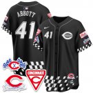 Andrew Abbott - 41 Black Jersey Cincinnati Reds 2025 Speedway V1 All Stitched