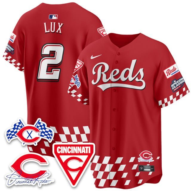 Gavin Lux - 2 Red Jersey Cincinnati Reds 2025 Speedway V1 All Stitched