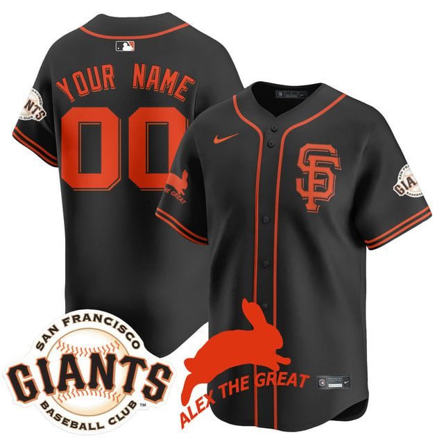 Custom Black Jersey San Francisco Giants "Alex the Great" Rabbit Memories 2025