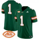 #1 Team Green Jersey Miami Hurricanes 2025 Vapor Limited All Stitched