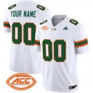 Custom White Jersey Miami Hurricanes 2025 Vapor Limited All Stitched