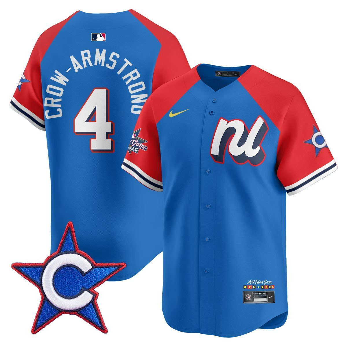 Pete Crow-Armstrong - 4 Blue Red Jersey National League 2025 All Star All Stitched