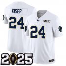 KISER - 24 White Jersey Notre Dame Fighting Irish CFP Final Patch All Stitched