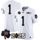 #1 Team White Jersey Notre Dame Fighting Irish 2025 CFP Final Patch Vapor Limited