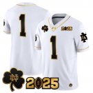 #1 Team White Gold Jersey Notre Dame Fighting Irish 2025 CFP Final Patch Gold