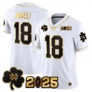 Steve Angeli White Gold Jersey Notre Dame Fighting Irish 2025 CFP Final Patch Gold