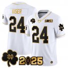 Jack Kiser White Gold Jersey Notre Dame Fighting Irish 2025 CFP Final Patch Gold