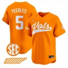 Cannon Peebles Jersey #5 Tennessee Vols 2025 Premier Limited Stitched Orange
