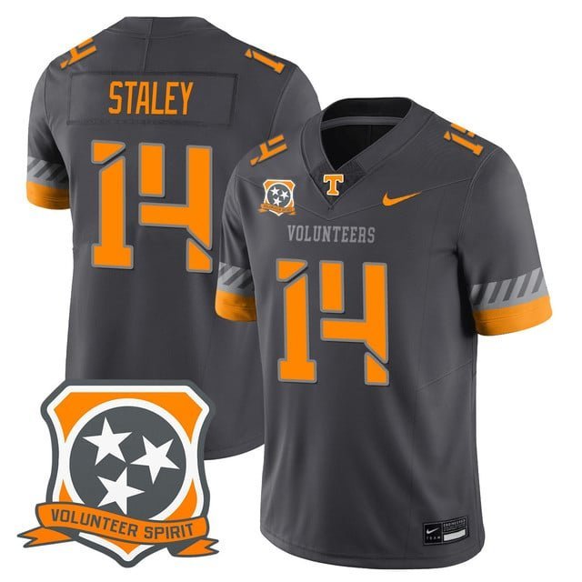 Braylon Staley - 14 Smokey Gray Jersey Tennessee Volunteers 2025 Spirit All Stitched