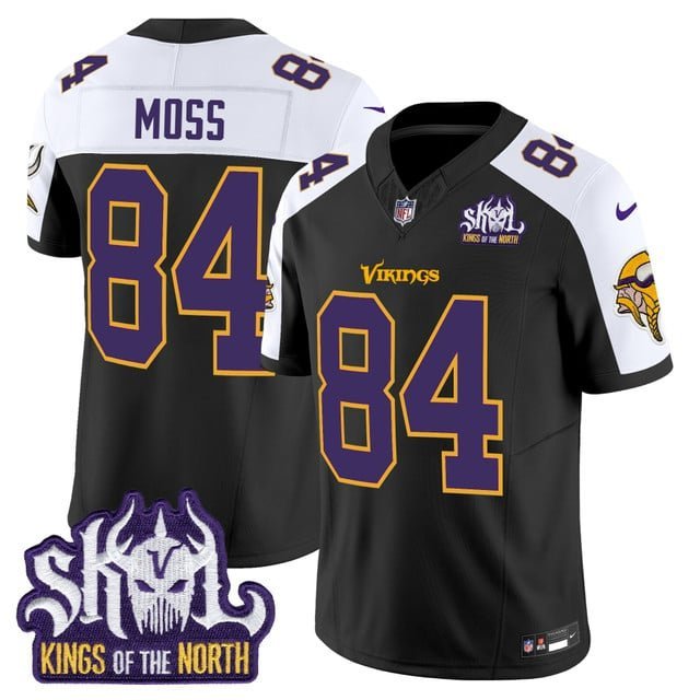Randy Moss Black Alternate Jersey V2 Minnesota Vikings King Of The North Patch Vapor Limited