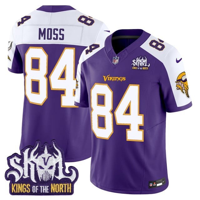 Randy Moss Purple Alternate Jersey V2 Minnesota Vikings King Of The North Patch Vapor Limited