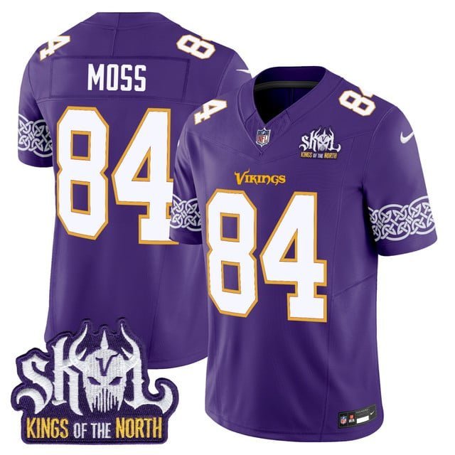 Randy Moss Purple Jersey V2 Minnesota Vikings King Of The North Patch Vapor Limited