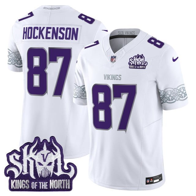 T.J. Hockenson Winter Warrior Jersey V2 Minnesota Vikings King Of The North Patch Vapor Limited