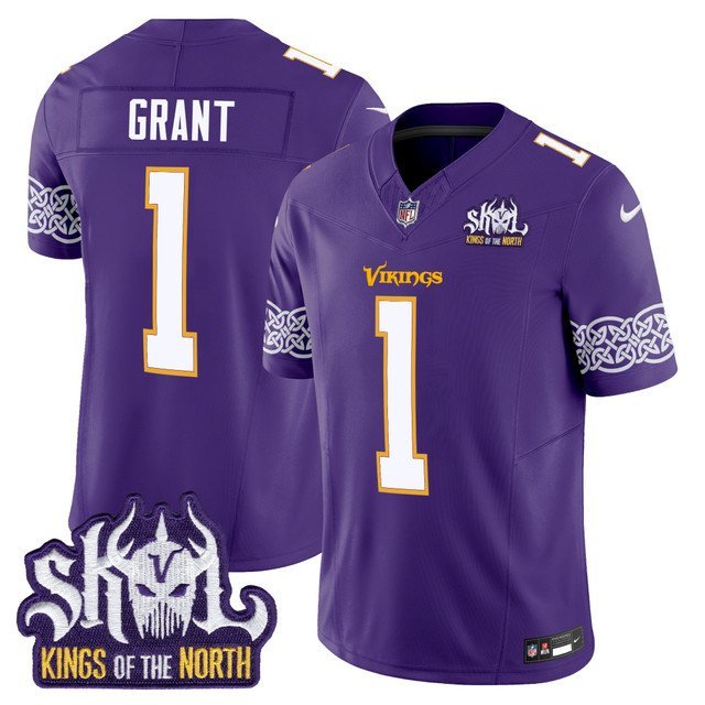 Bud Grant Purple Jersey V2 Minnesota Vikings King Of The North Patch Vapor Limited