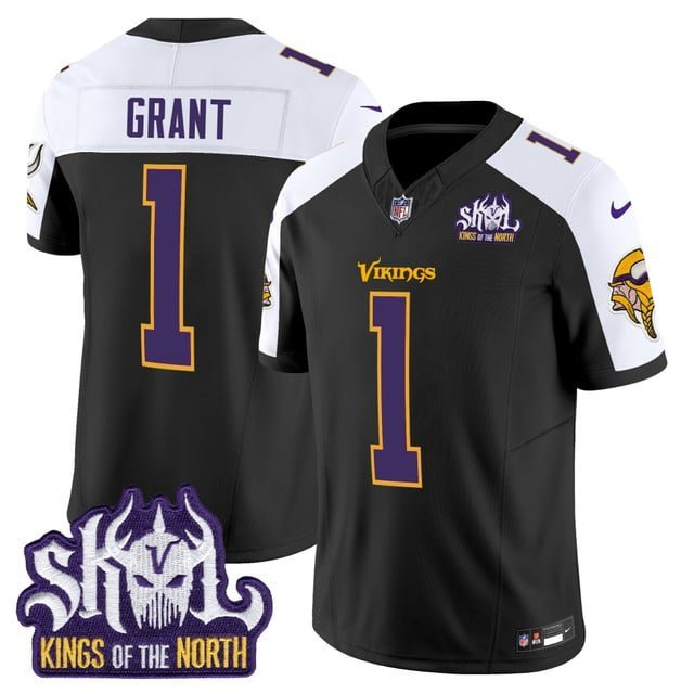 Bud Grant Black Alternate Jersey V2 Minnesota Vikings King Of The North Patch Vapor Limited