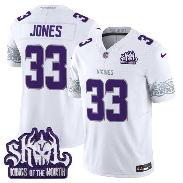Aaron Jones Winter Warrior Jersey V2 Minnesota Vikings King Of The North Patch Vapor Limited