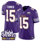 Dallas Turner Purple Jersey V2 Minnesota Vikings King Of The North Patch Vapor Limited