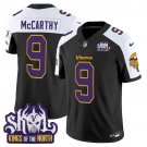 J.J. McCarthy Black Alternate Jersey V2 Minnesota Vikings King Of The North Patch Vapor Limited