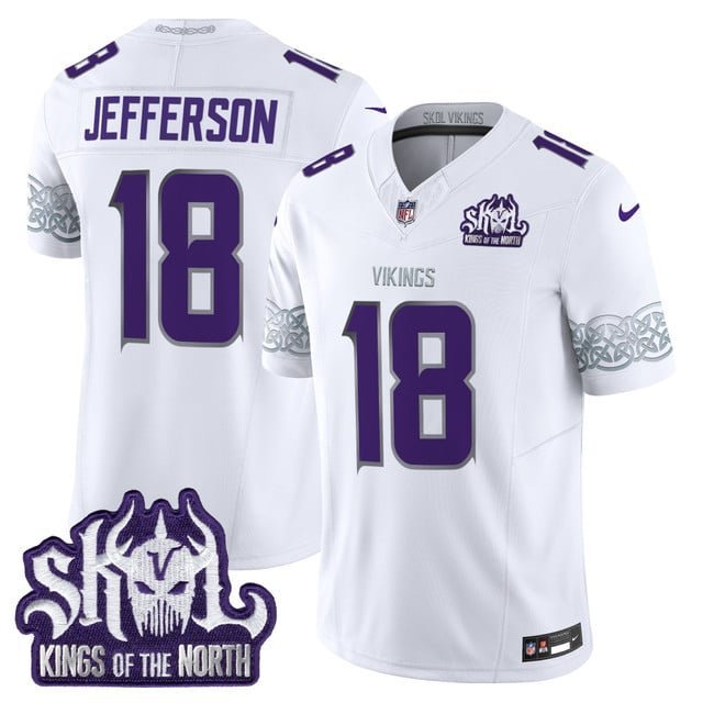 Justin Jefferson Winter Warrior Jersey V2 Minnesota Vikings King Of The North Patch Vapor Limited