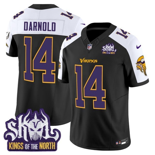 Sam Darnold Black Alternate Jersey V2 Minnesota Vikings King Of The North Patch Vapor Limited