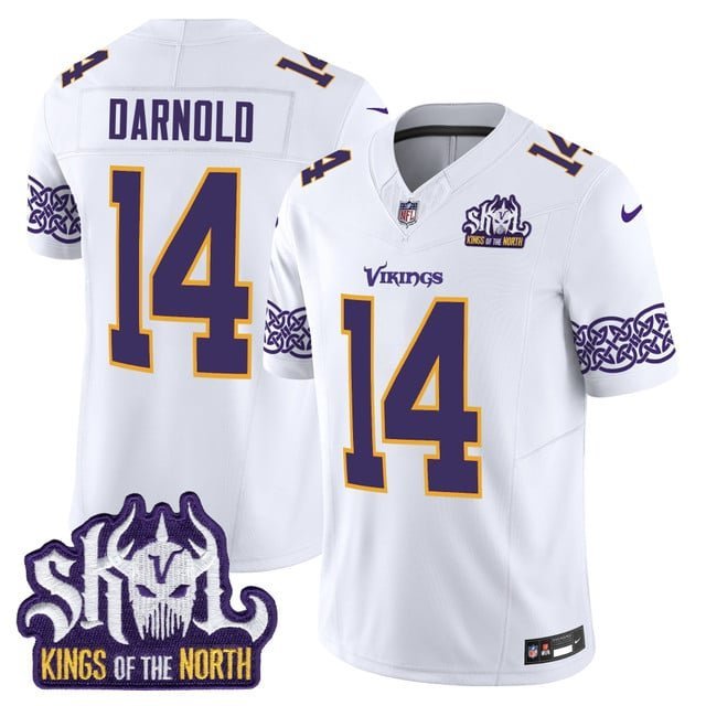 Sam Darnold White Jersey V2 Minnesota Vikings King Of The North Patch Vapor Limited