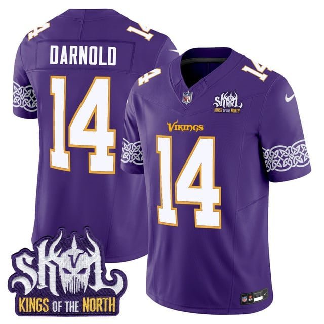 Sam Darnold Purple Jersey V2 Minnesota Vikings King Of The North Patch Vapor Limited