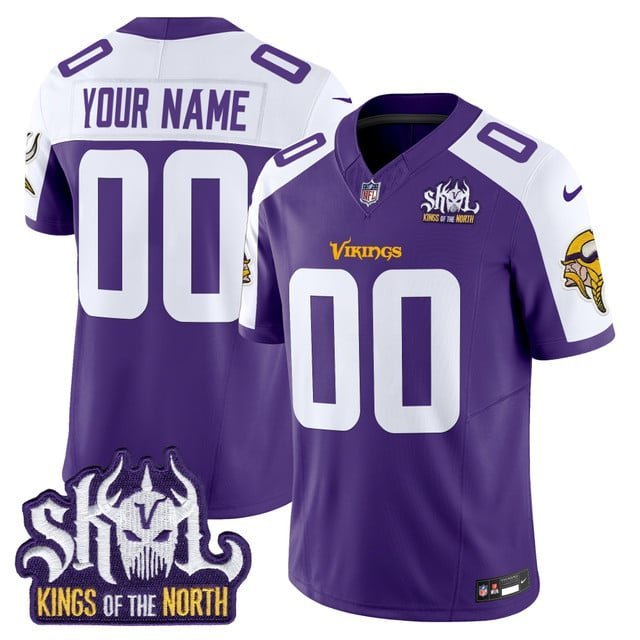Custom Purple Alternate Jersey V2 Minnesota Vikings King Of The North Patch Vapor Limited